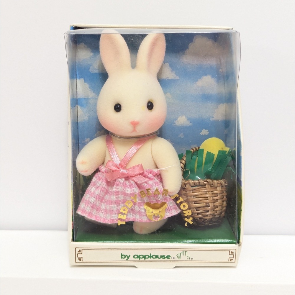 Vtg Applause 1987 Teddy Bear Story Baby Vicky Flocked Bunny Rabbit Toy Figure